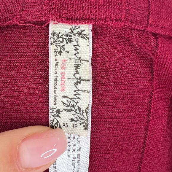 FREE PEOPLE Red Bodysuit Rayon Stretch Ribbed Square Neck Knit Size X-Small XS - Picture 8 of 10